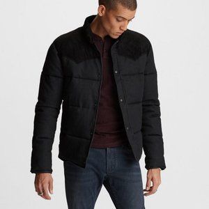 NEW John Varvatos Pacey Denim Puffer Jacket Men's BLACK Large